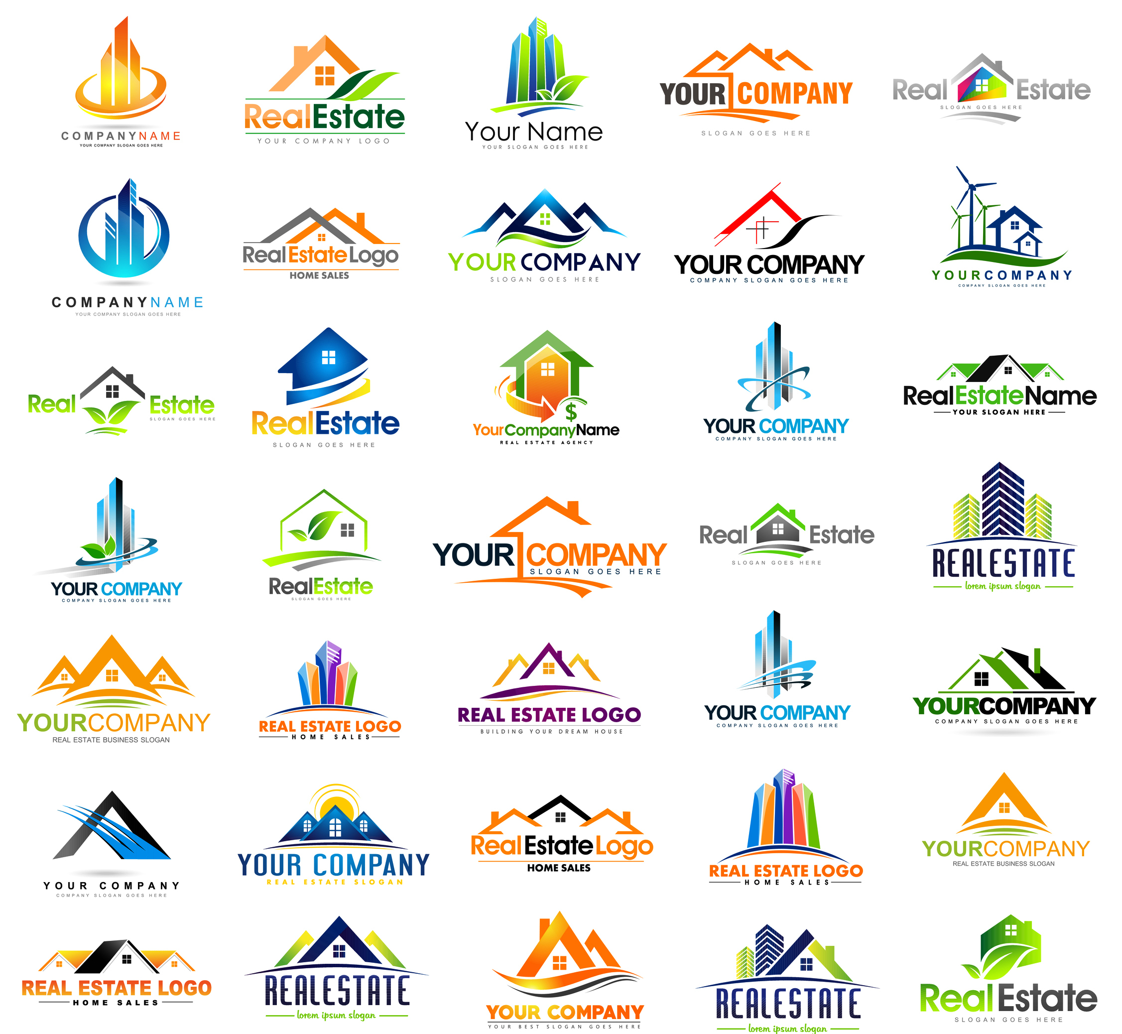 Real Estate Design. House Design. Creative Real Estate Vector Icons collection.